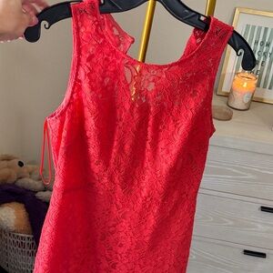 J. Crew Red Lace Sleeveless Dress